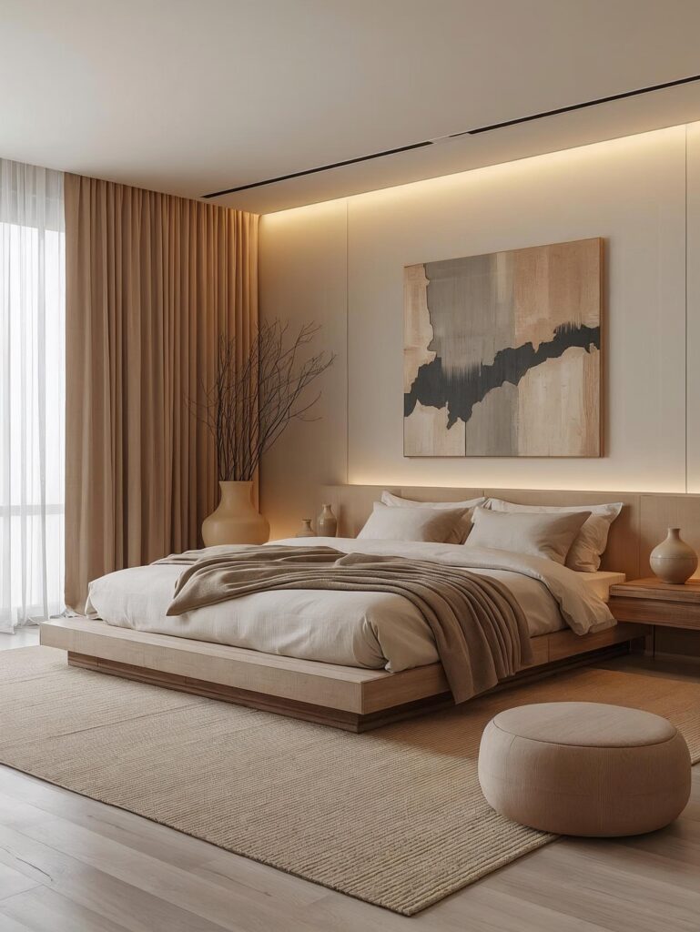Urban bedroom ideas with modern city design and cozy lighting