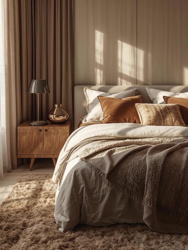 Urban bedroom ideas with modern city design and cozy lighting