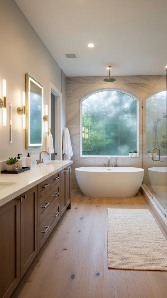 Luxury modern master bathroom with spa-inspired design and premium finishes.
