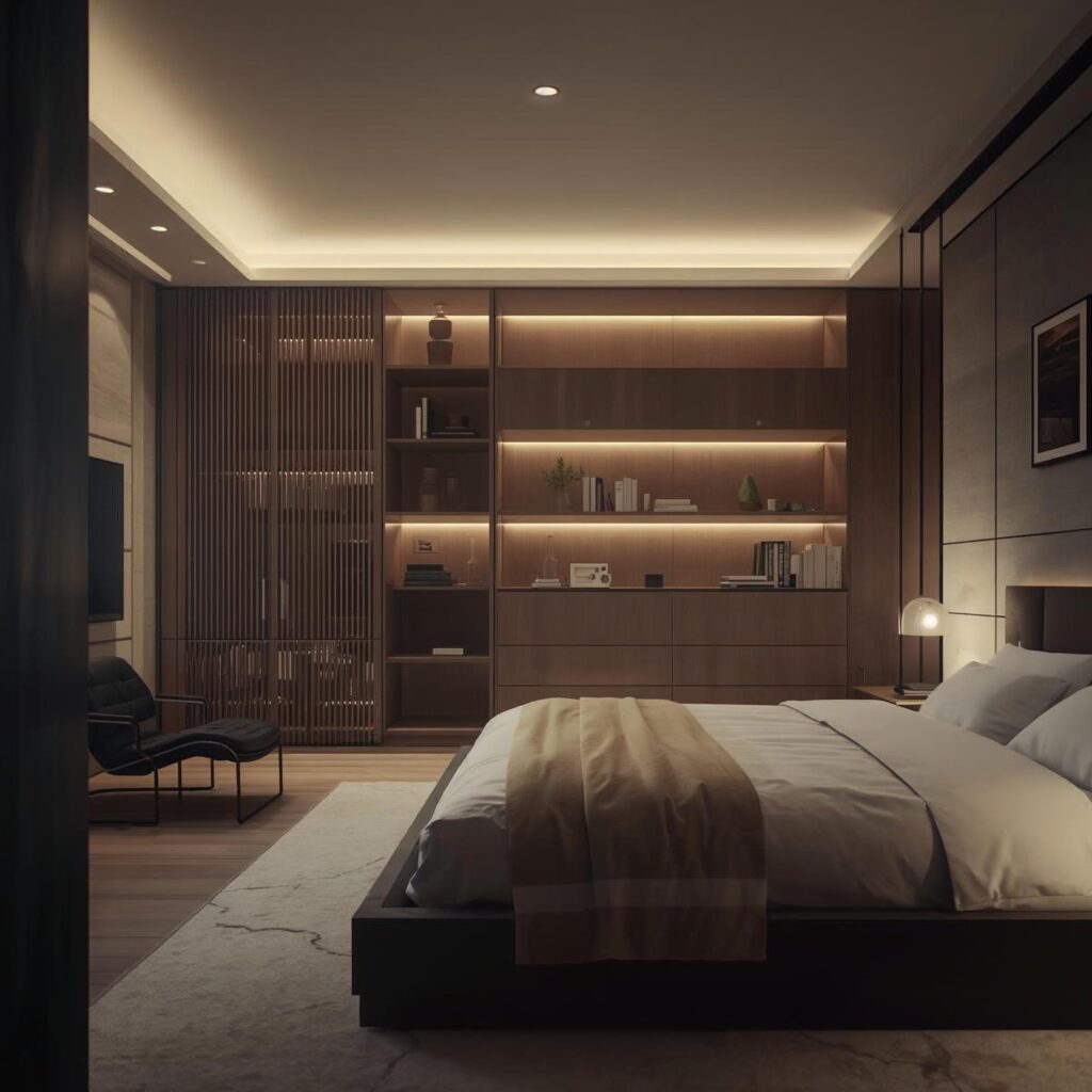 Modern bedroom furniture designed for function with built-in storage and sleek minimalist styling.