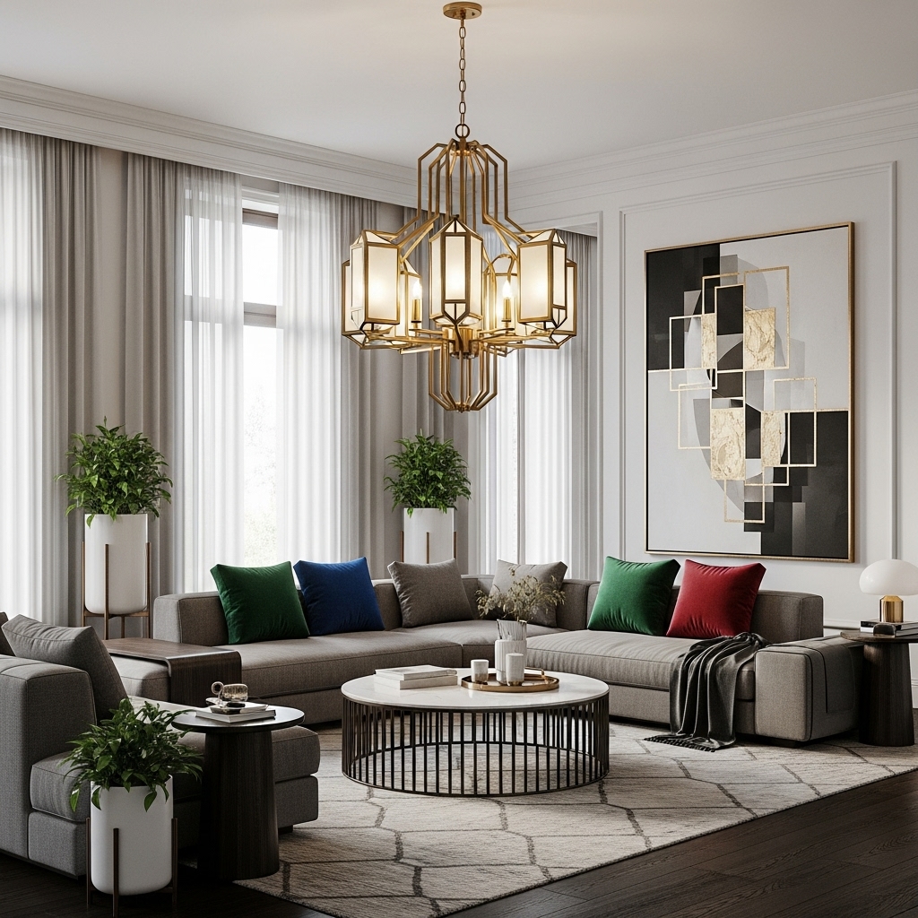 art deco geometric chandelier