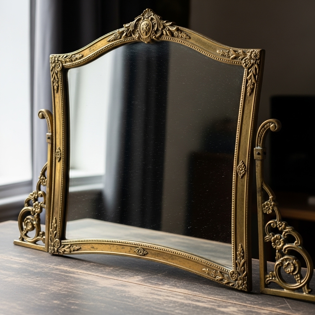 curved mirror 1970s bedroom