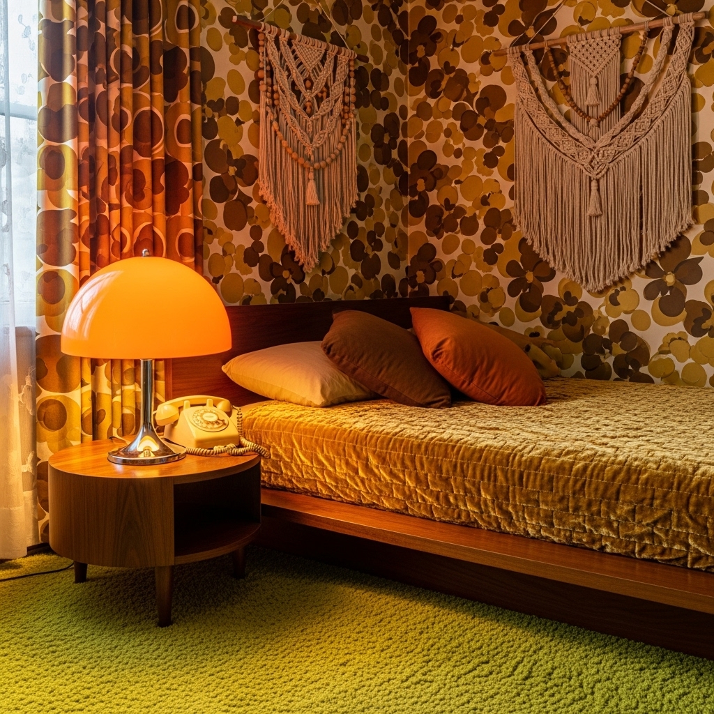 dome lamp 1970s bedroom