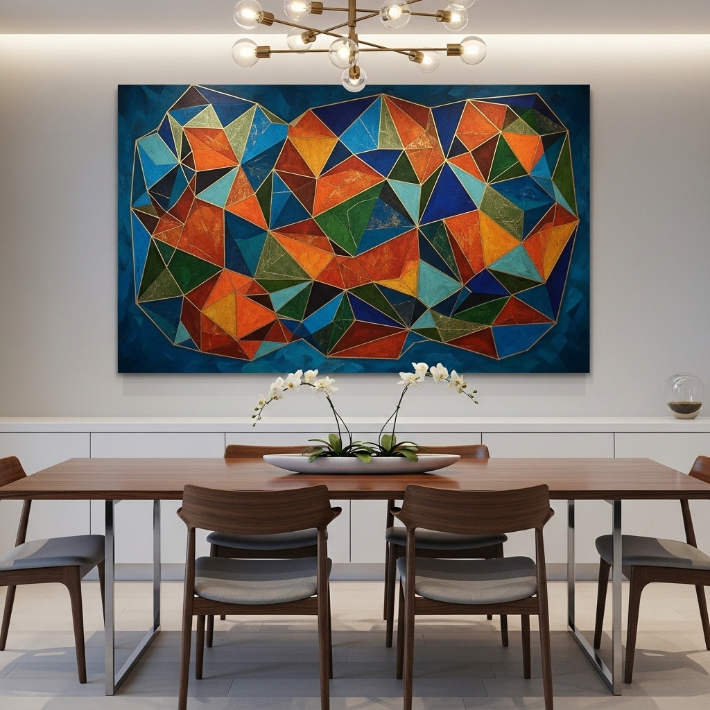 geometric painting art deco dining room ideas