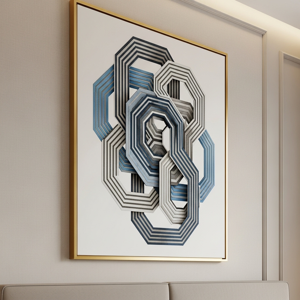 geometric wall art in bedroom