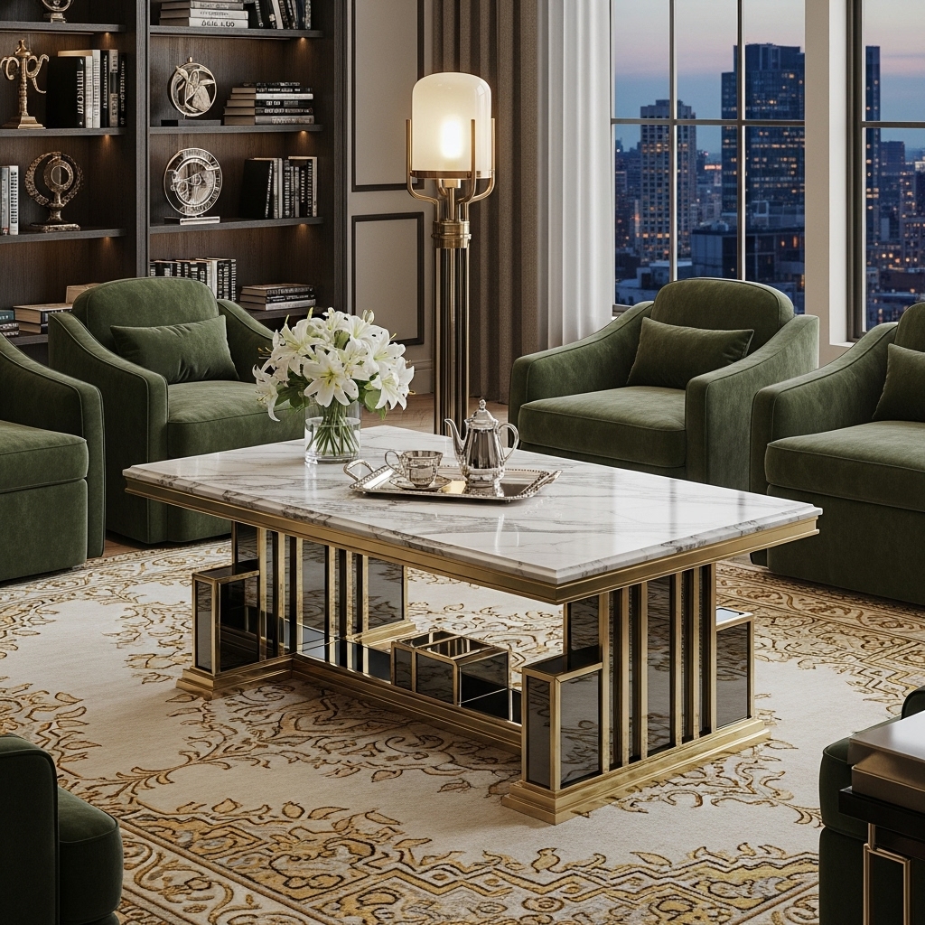 art deco marble coffee table