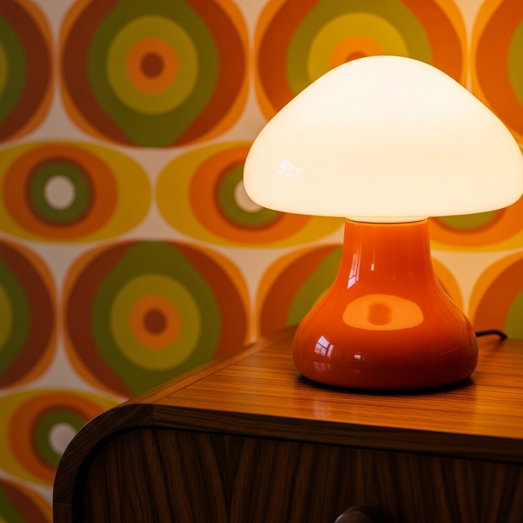 mushroom lamp 70s close-up