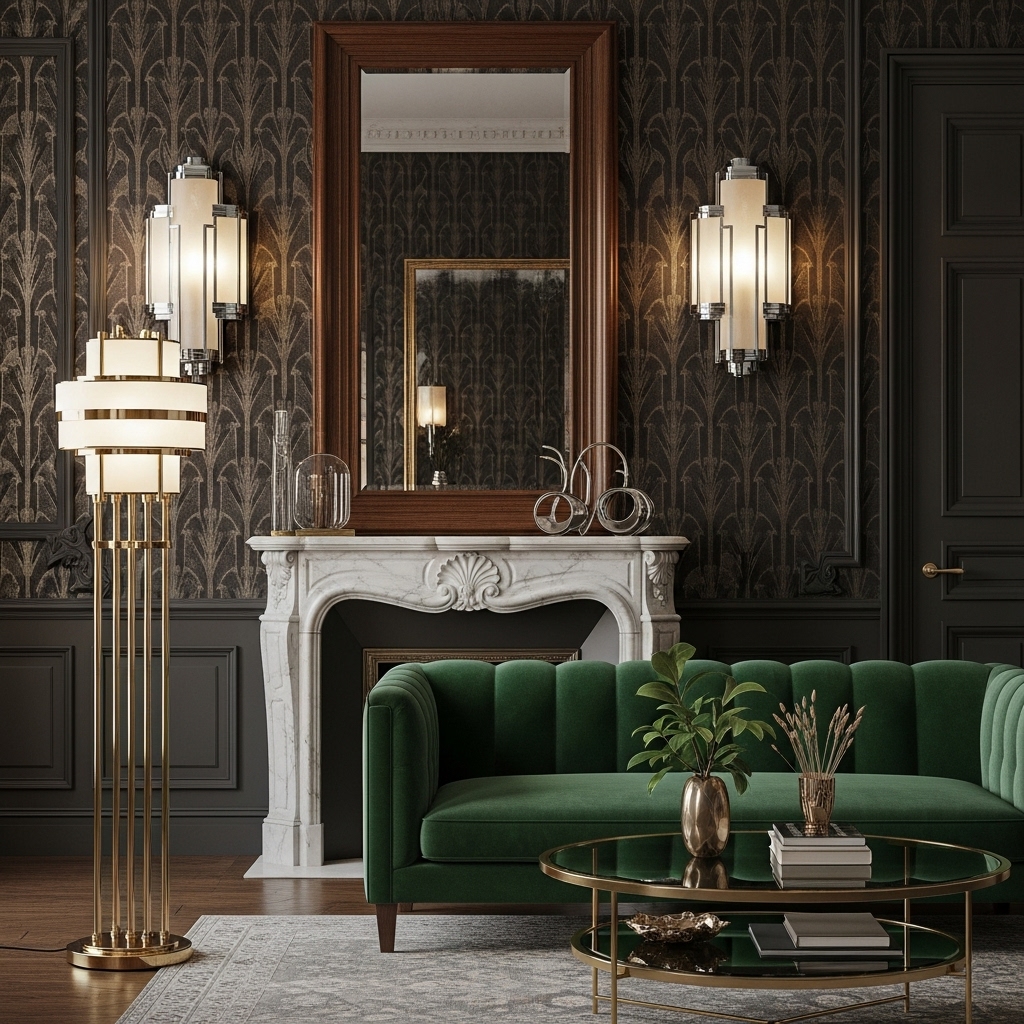 wall lights art deco themed living room