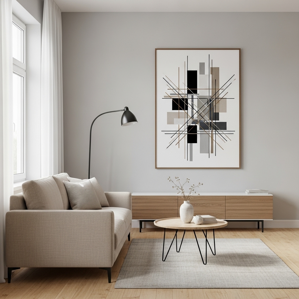 geometric artwork minimalist art deco living room