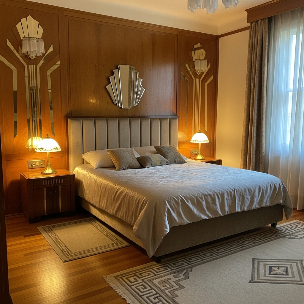 geometric wall panels bedroom