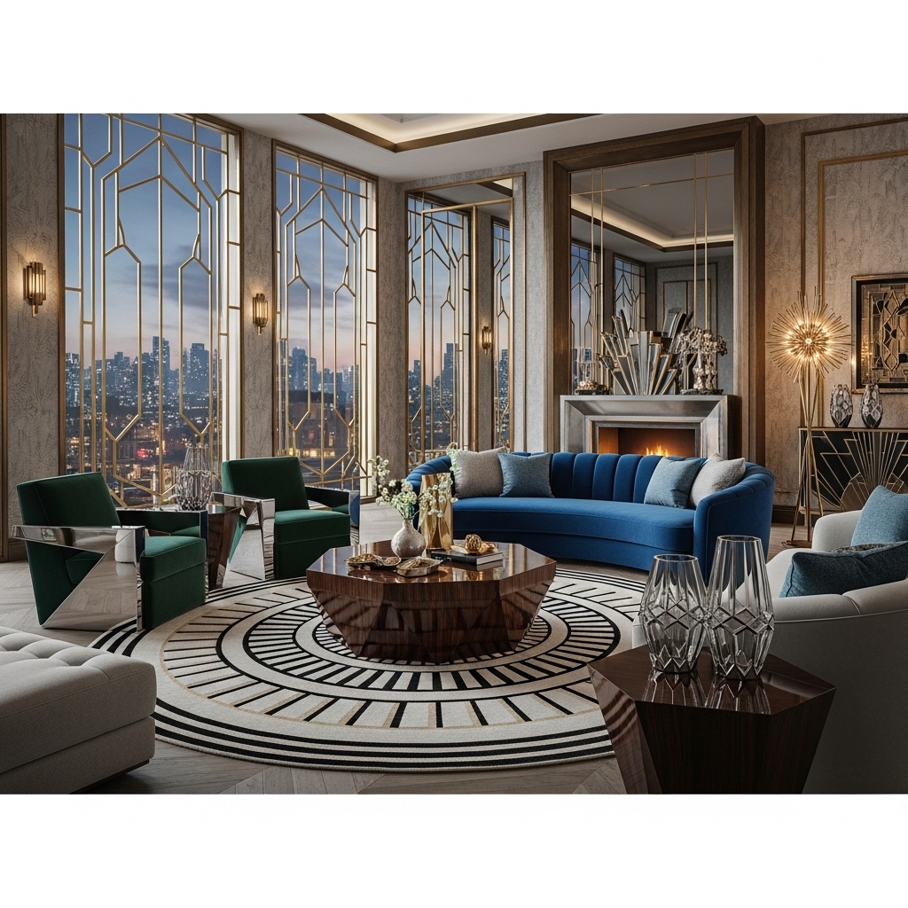 angle art deco living room