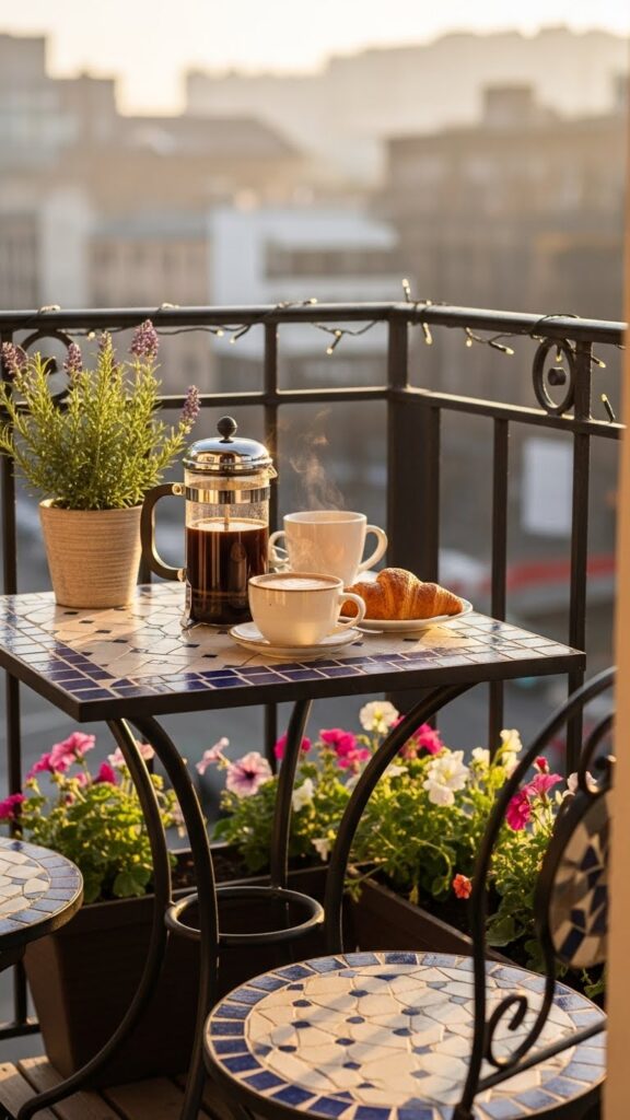 compact bistro set apartment balcony decor ideas