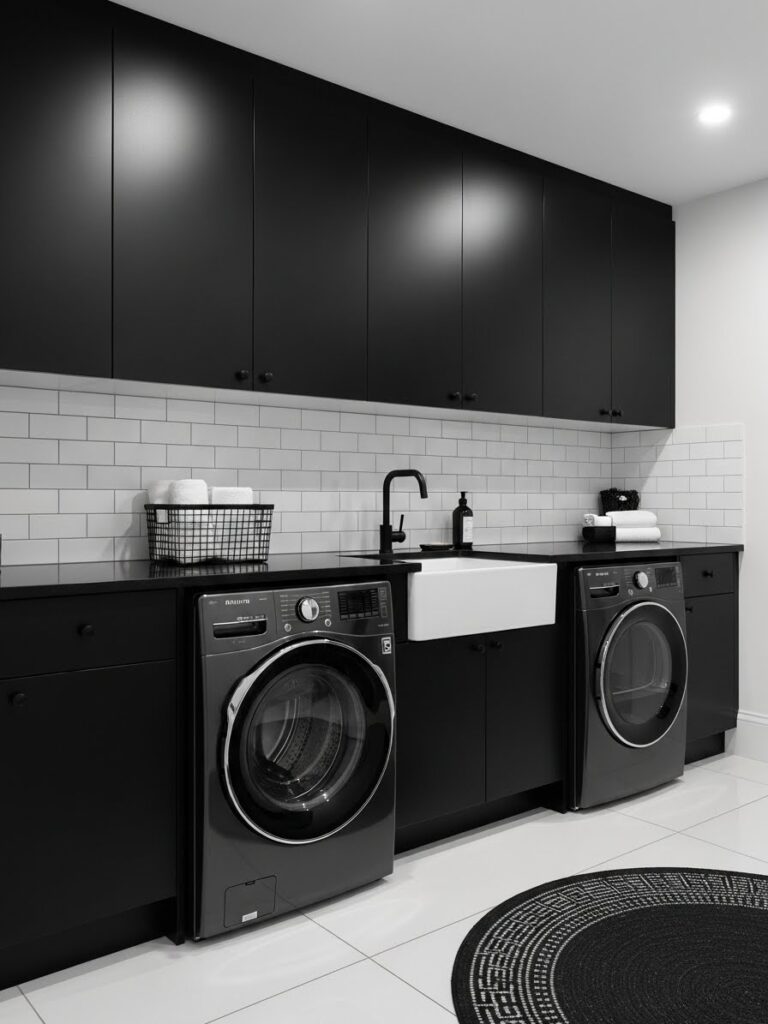 Black and white laundry room ideas