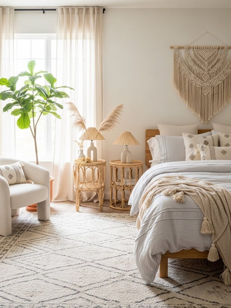Light modern boho bedroom