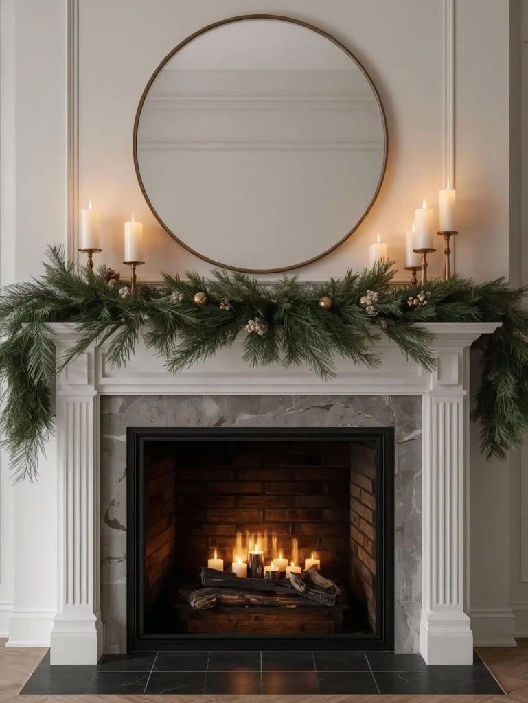 Fireplace and mantel Christmas decor ideas