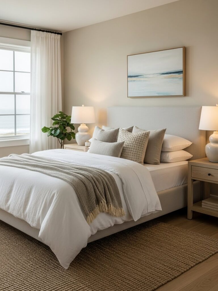 Neutral coastal modern bedroom