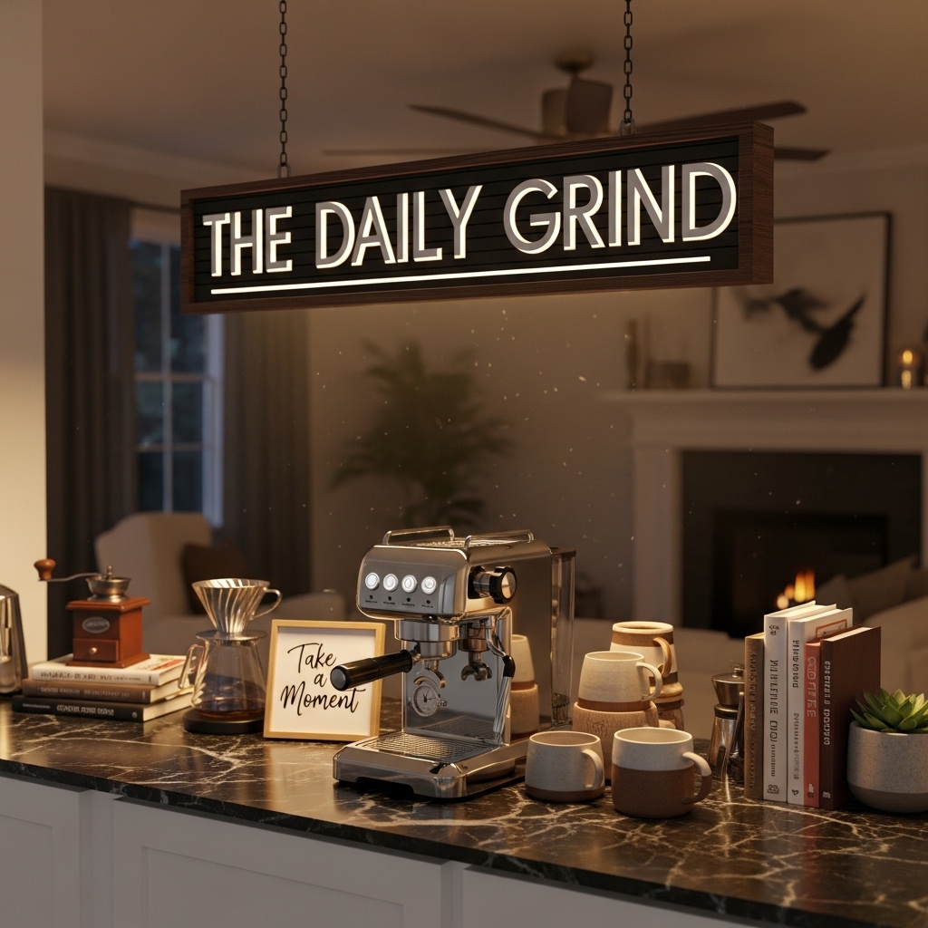 Coffee bar sign decor with modern typography