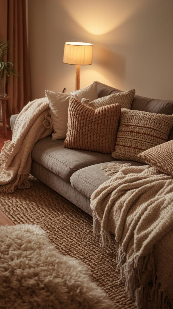 Cozy living room decor inspiration with layered textures