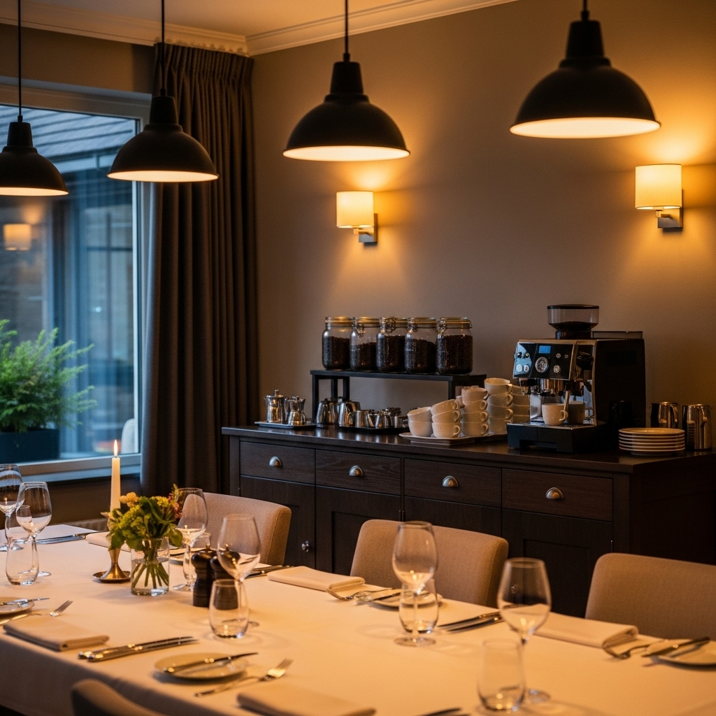 Coffee bar setup in dining area for entertaining