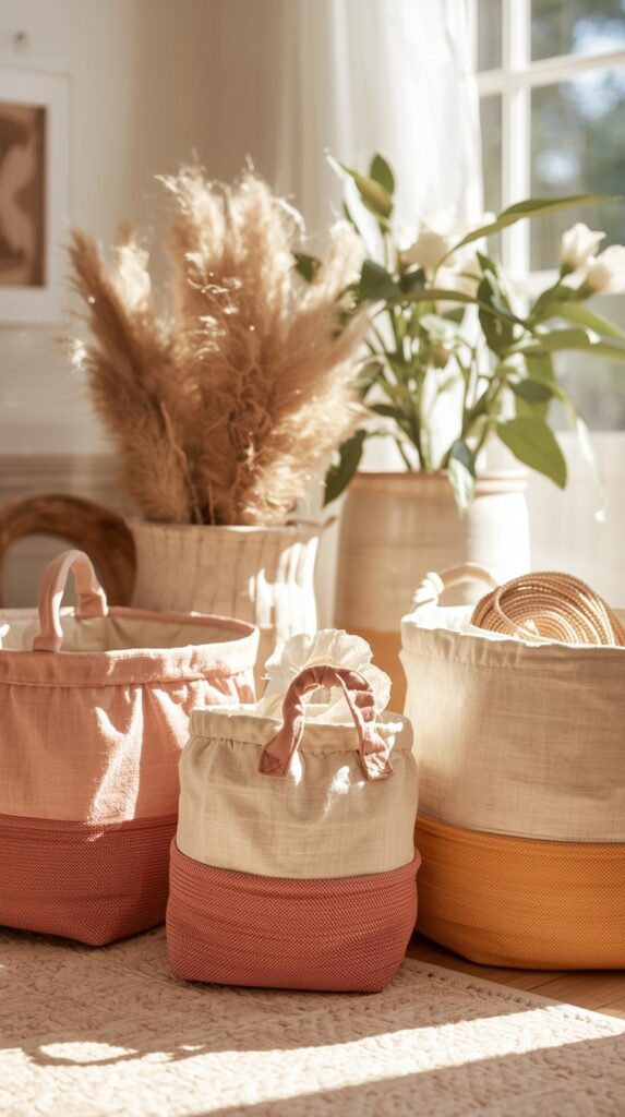 DIY aesthetic storage basket decor