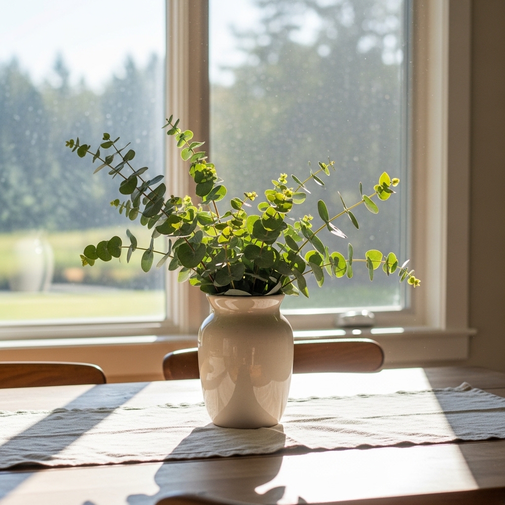 Greenery decor in farmhouse bedroom