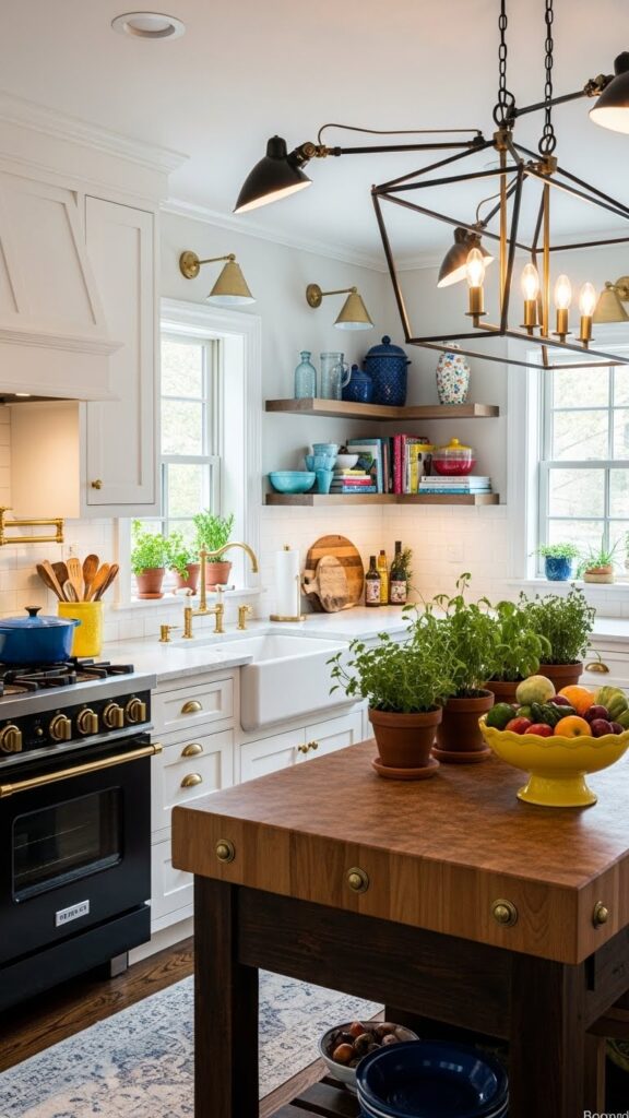 Farmhouse kitchen with mixed metal finishes
