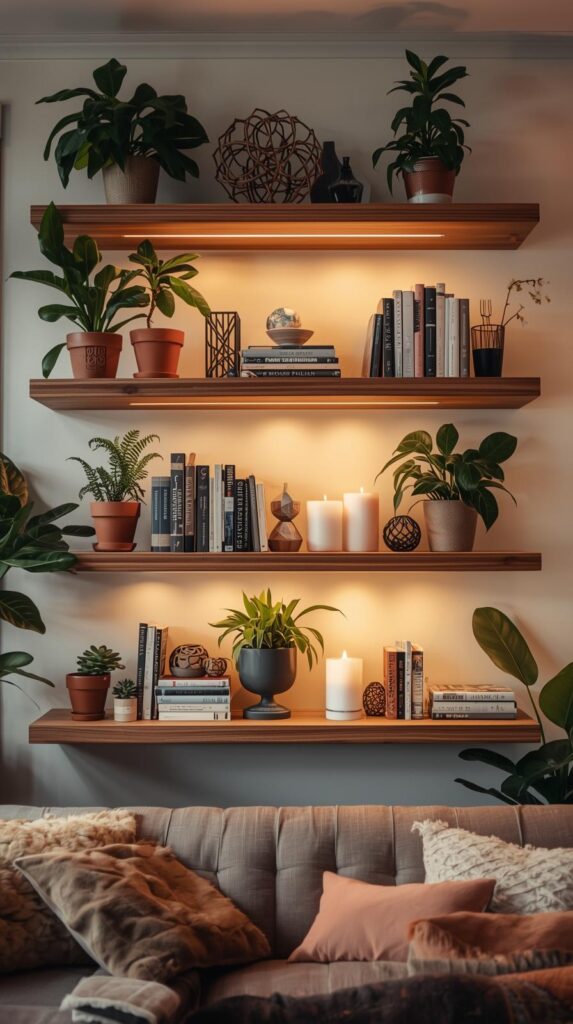 DIY floating shelves styled for aesthetic home
