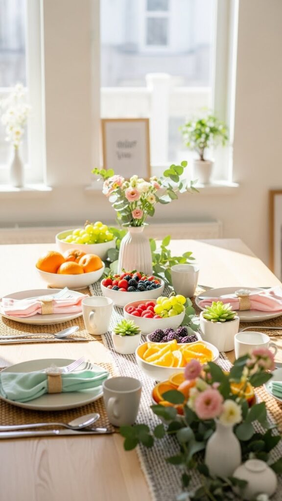 Fun natural table setting styled for a casual brunch