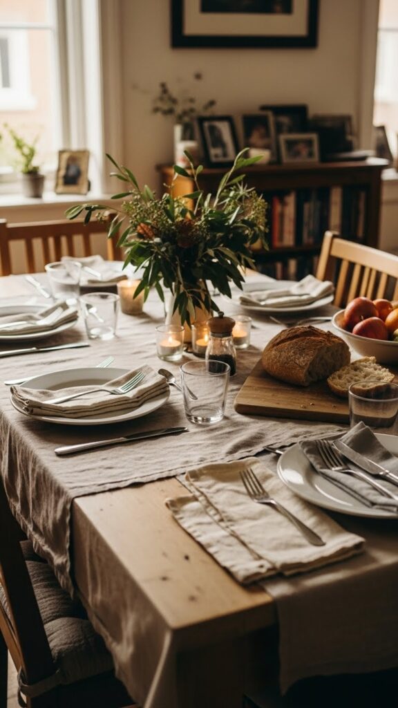 Fun natural table setting for everyday family meals