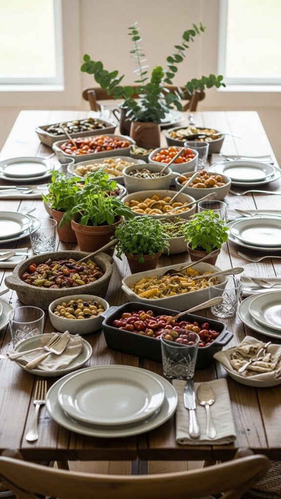 Fun natural table setting designed for family gatherings