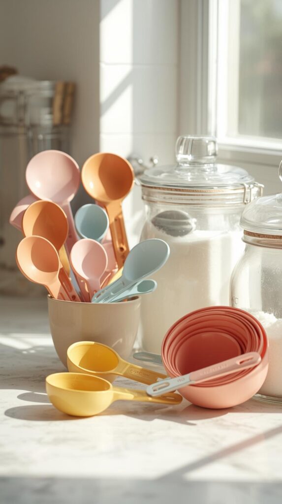 Measuring cups and spoons as essential home baking tools