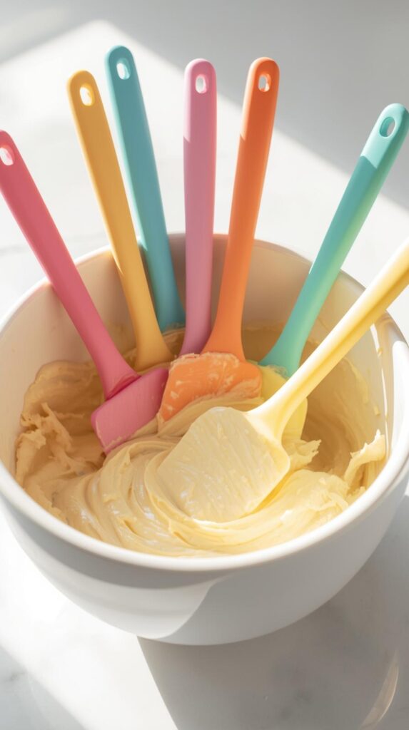 Silicone spatulas used in home baking