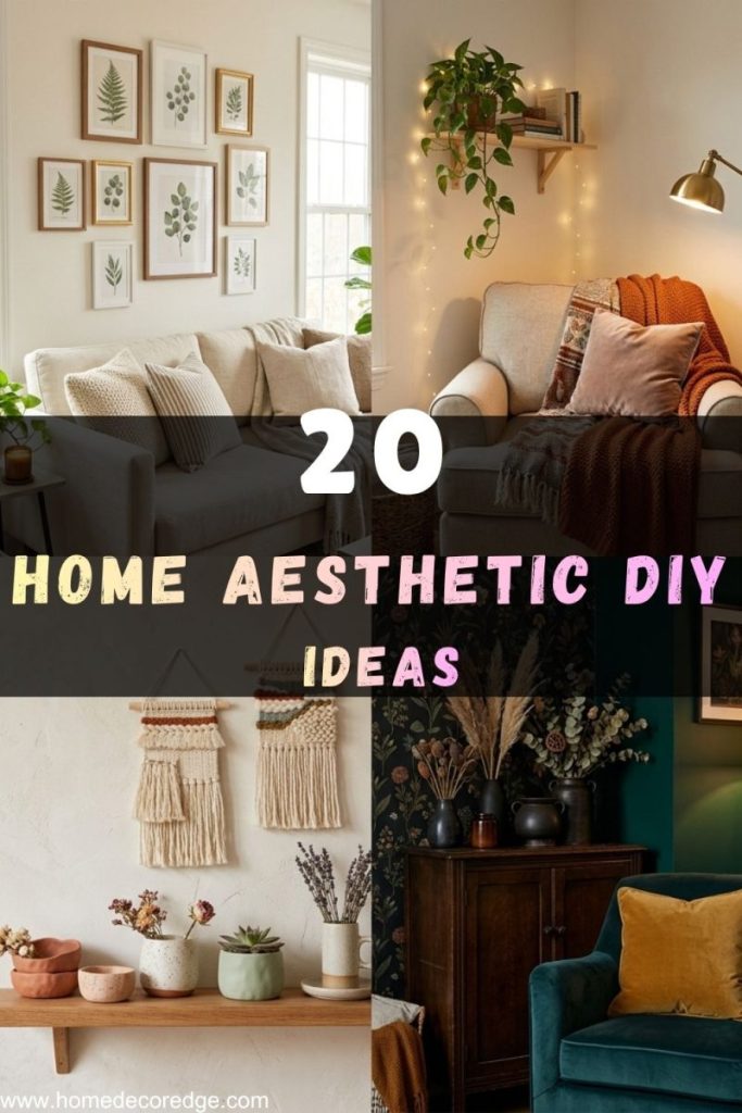 Home aesthetic DIY ideas gallery wall cozy corner air dry clay dark aesthetic room