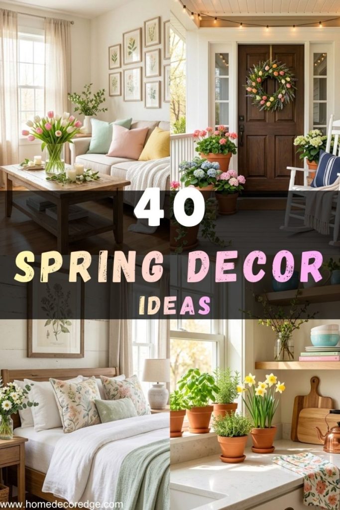 Spring decor ideas living room front porch farmhouse bedroom and kitchen fresh seasonal styling