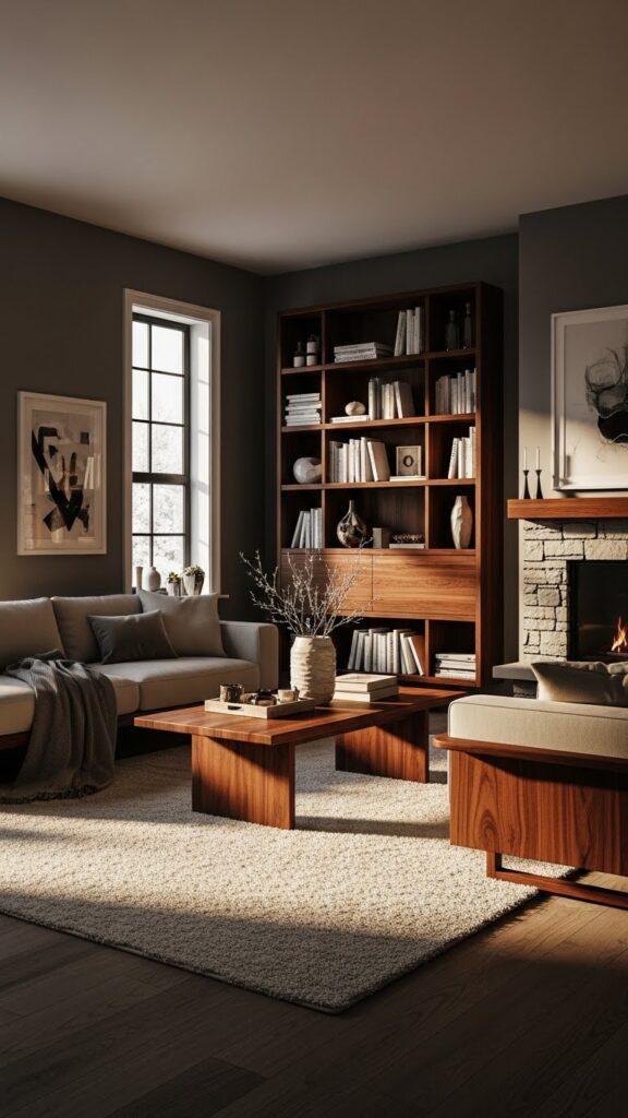 Cool gray and warm wood January color palette for modern homes