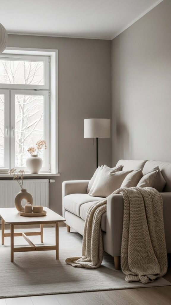 Mushroom gray and cream January color palette for modern interiors