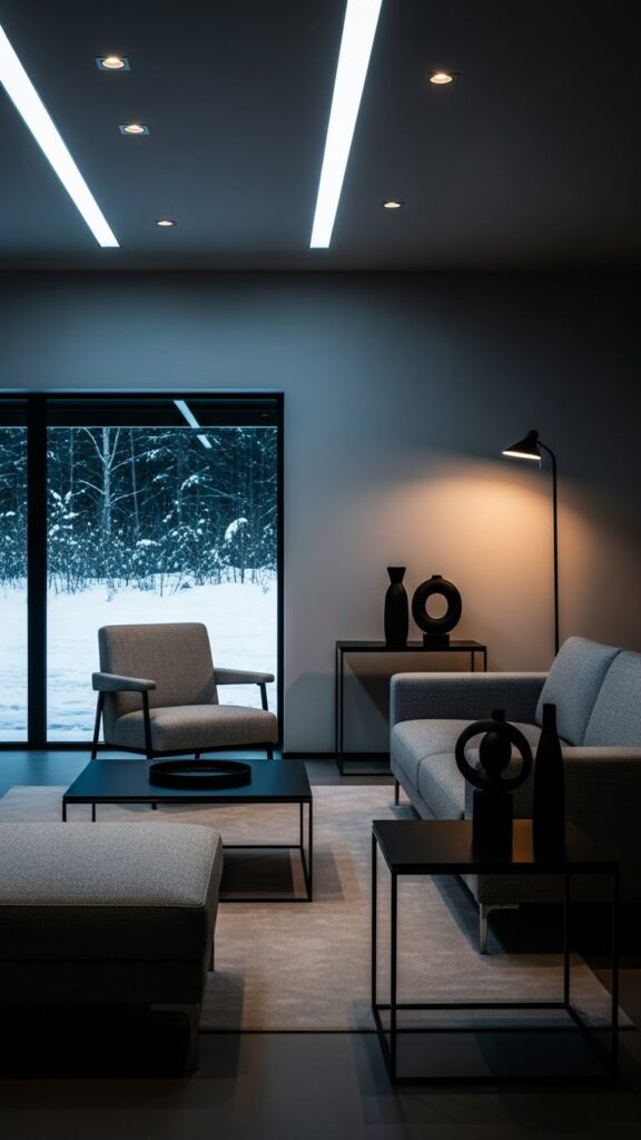 Soft black and gray January color palette for modern winter interiors