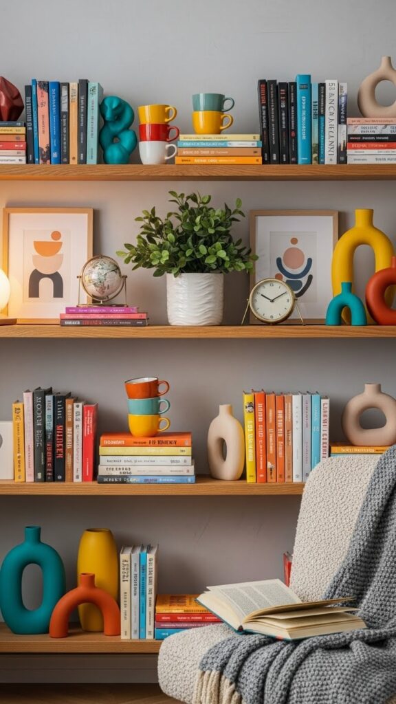 Open shelf decor ideas for January home