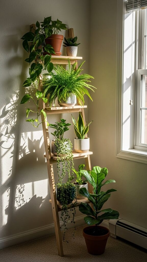 Ladder plant stand home garden idea for small spaces