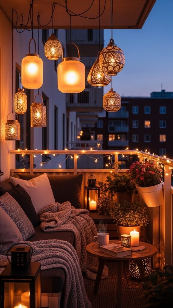 balcony decoration ideas with lanterns