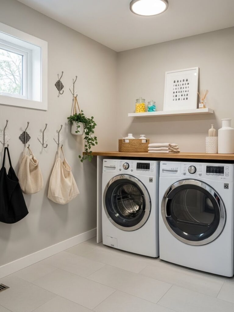 Laundry room ideas with decorative hooks
