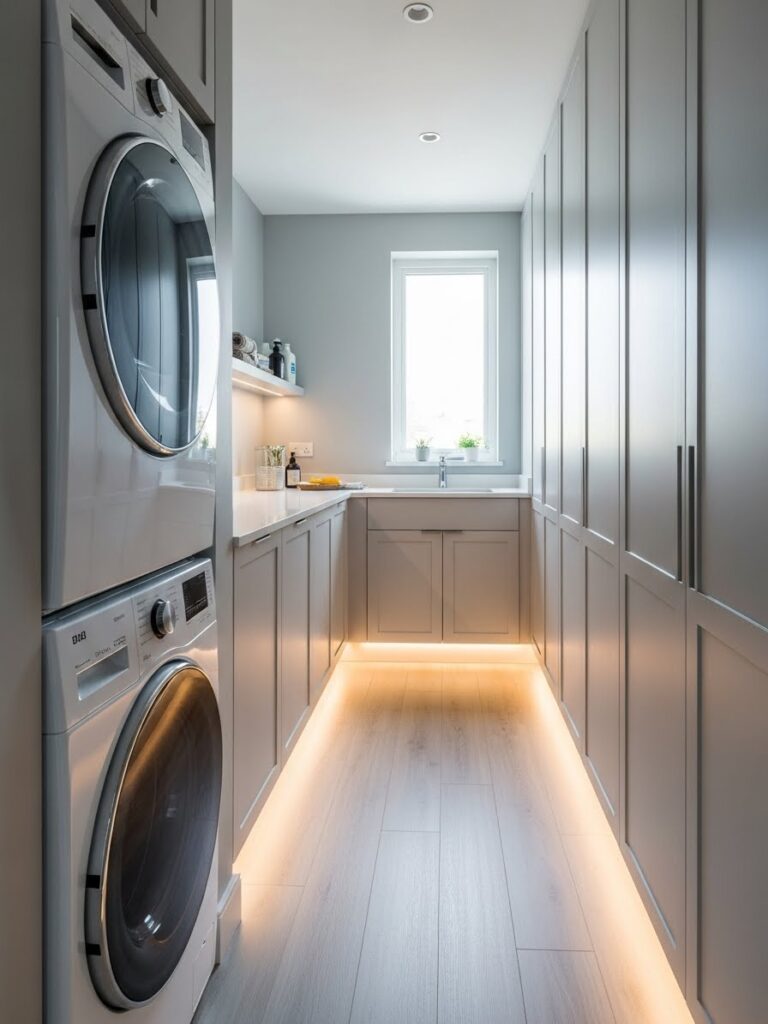 Laundry room ideas with slim cabinets