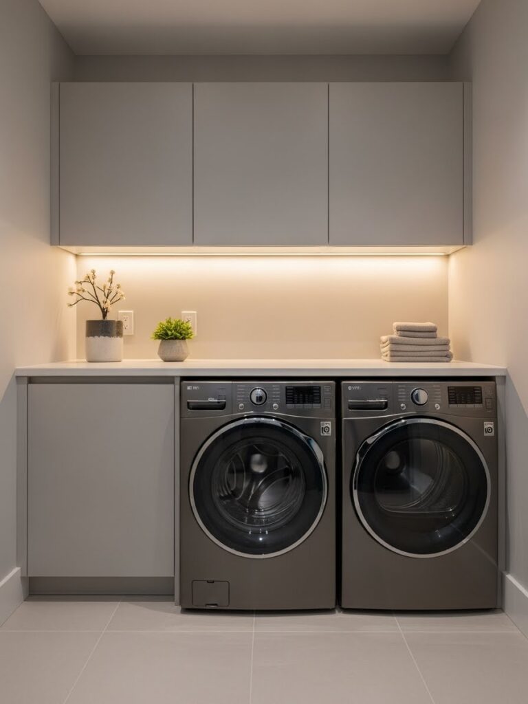 Laundry room ideas with under shelf lighting