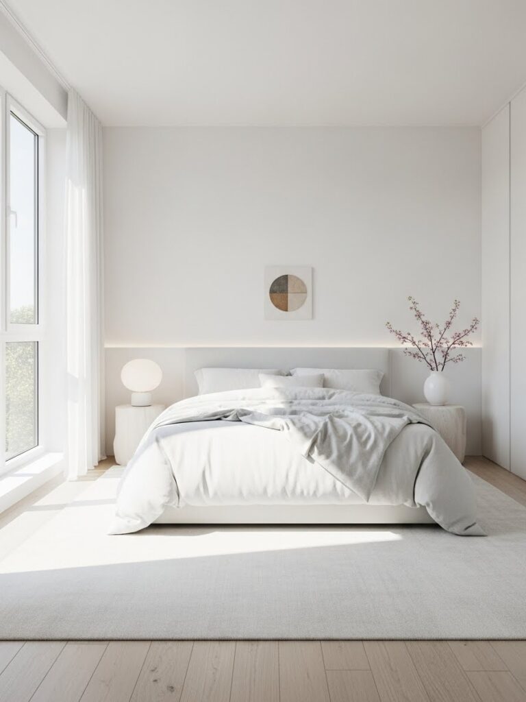 Light and airy minimalist modern bedroom