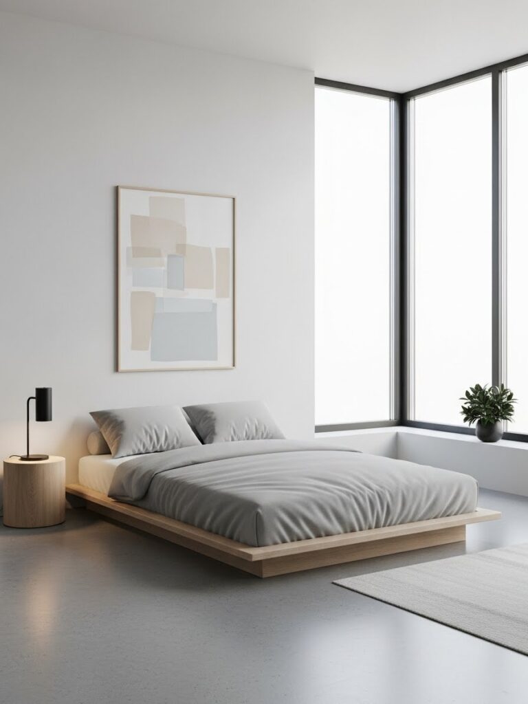 Simple minimalist modern bedroom