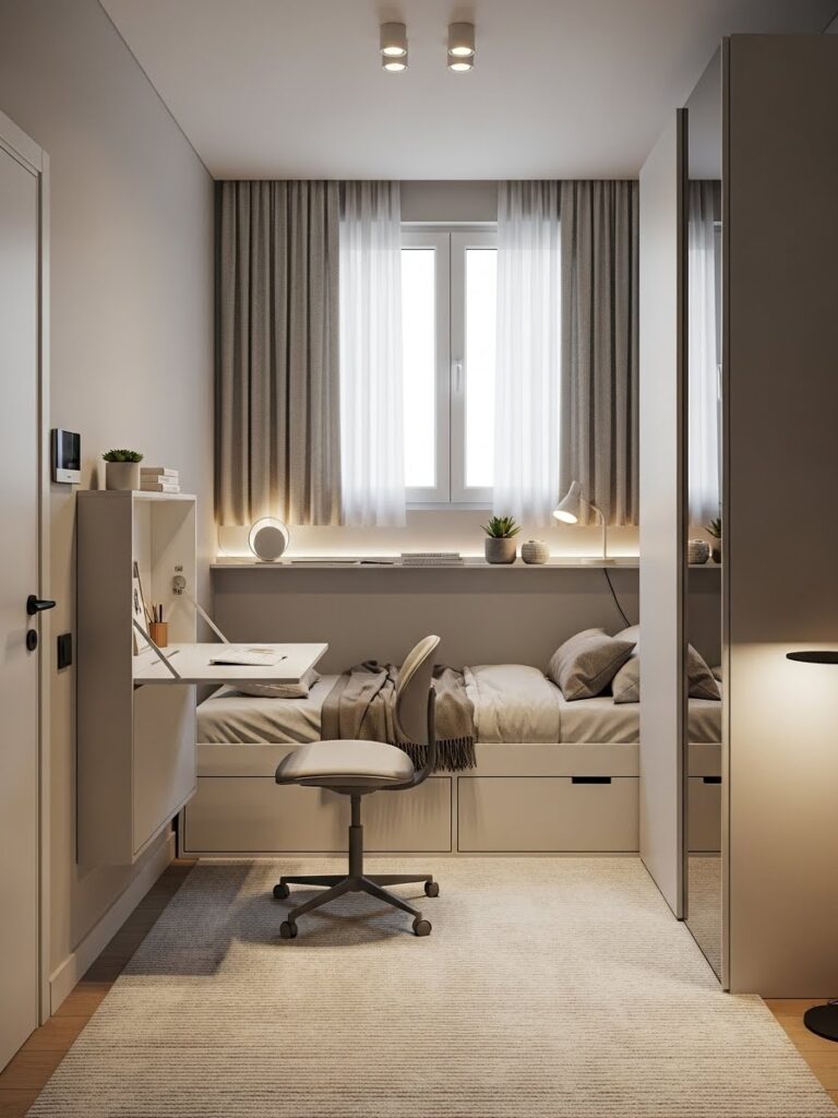 Small modern bedroom layout idea