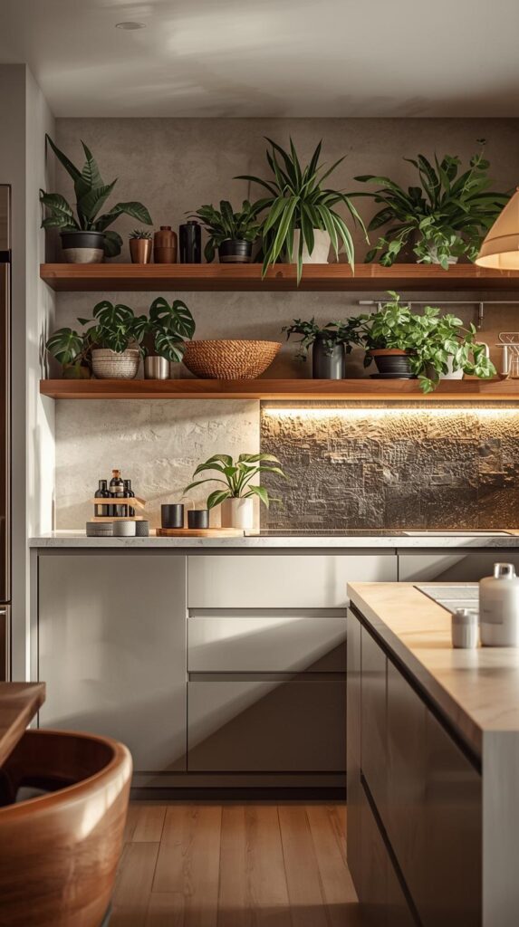 Modern kitchen decor inspo with natural elements