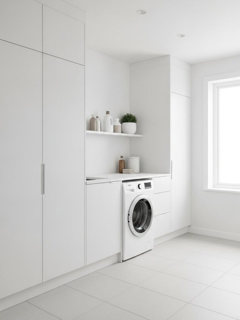 Modern white laundry room design ideas