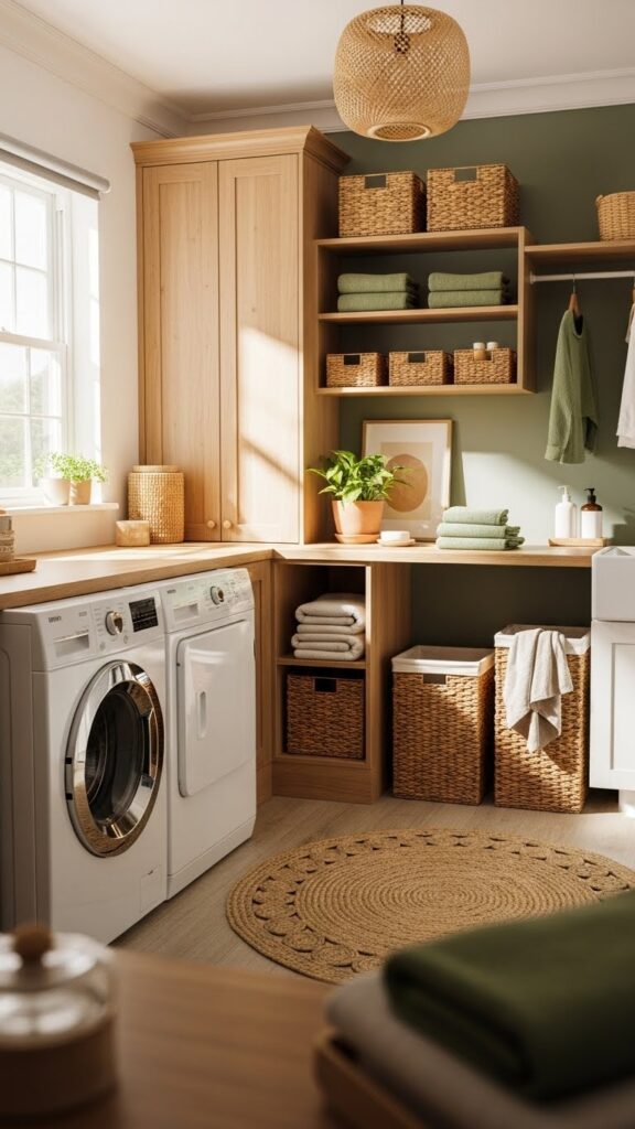 Laundry room ideas using natural materials and textures