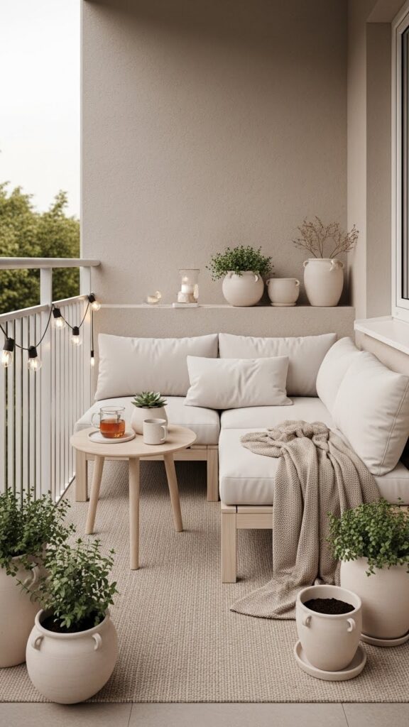 neutral color balcony decoration ideas